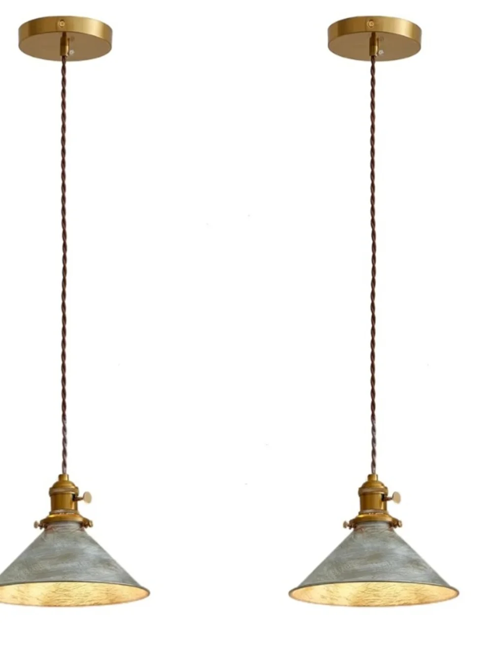 Rustic Pendant Light 2 Pack with Vintage Silver Hanging Metal Lampshade NIB